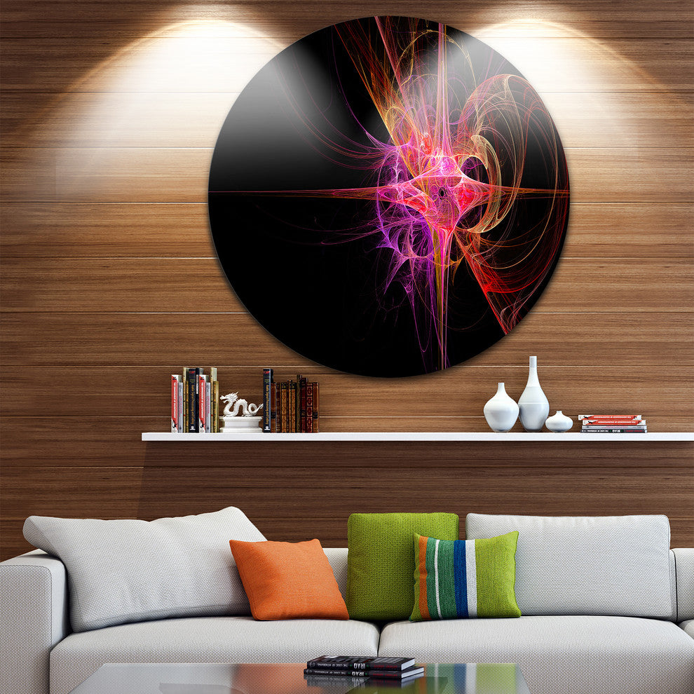 Purple Bright Star, Abstract Digital Art Round Wall Art, 11"