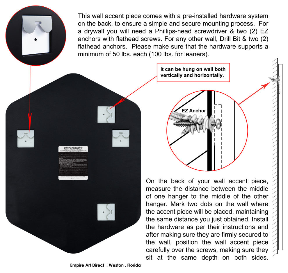 Frameless Beveled Hexagonal Black Matte Finished Wall Mirror