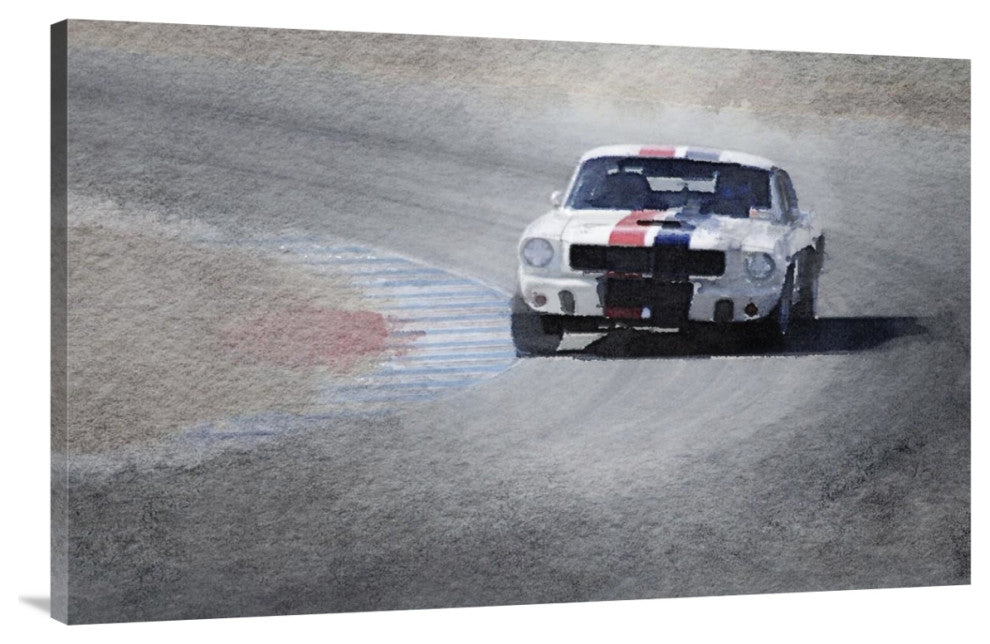 "Mustang on Race Track Watercolor" Fine Art Print