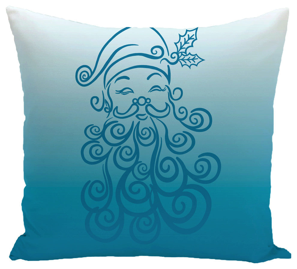 Santa Baby, Decorative Holiday Ombre Print Pillow, Turquoise, 26"x26"