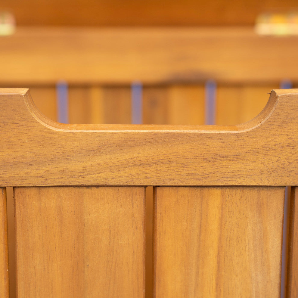 Travis Outdoor 30 Gallon Wood Storage Deck Box With Louvered Paneling, Teak