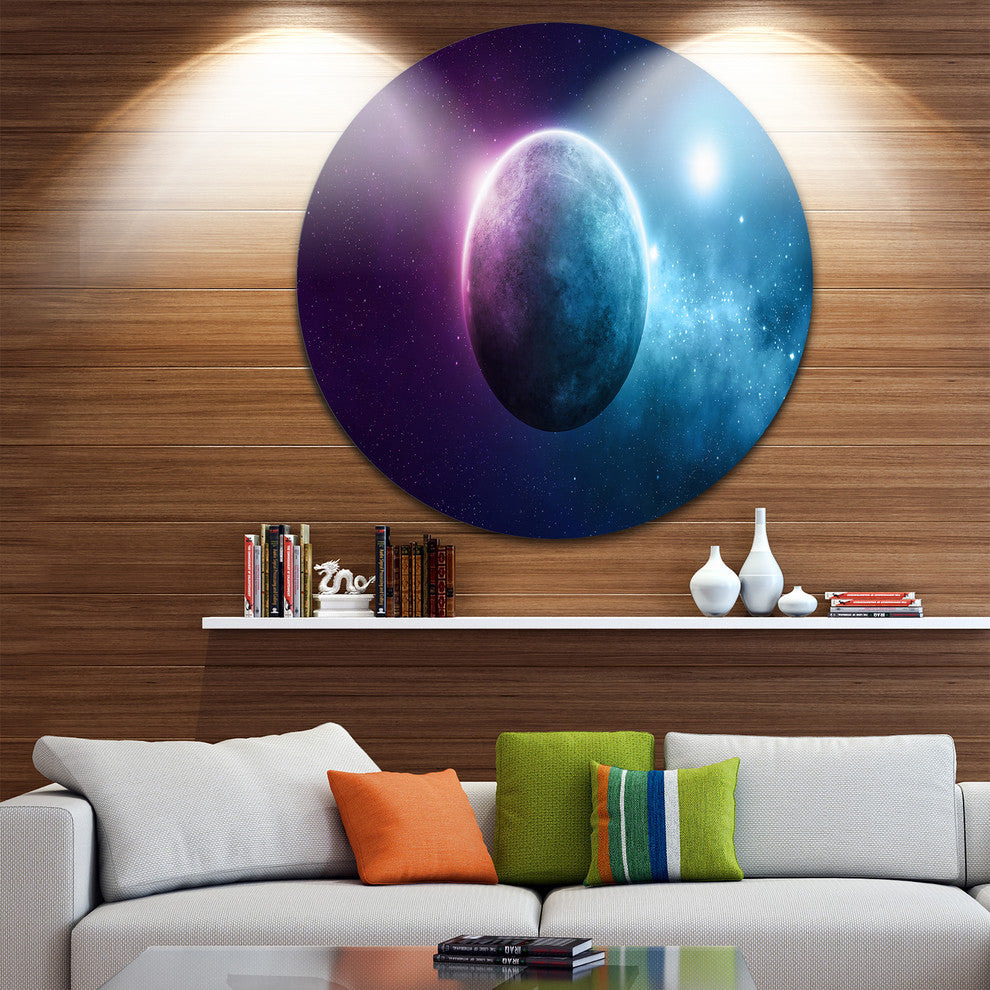 Deep Space Planet, Modern Spacescape Round Wall Art, 11"
