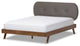 Penelope Solid Walnut Wood Fabric Upholstered Platform Bed, King
