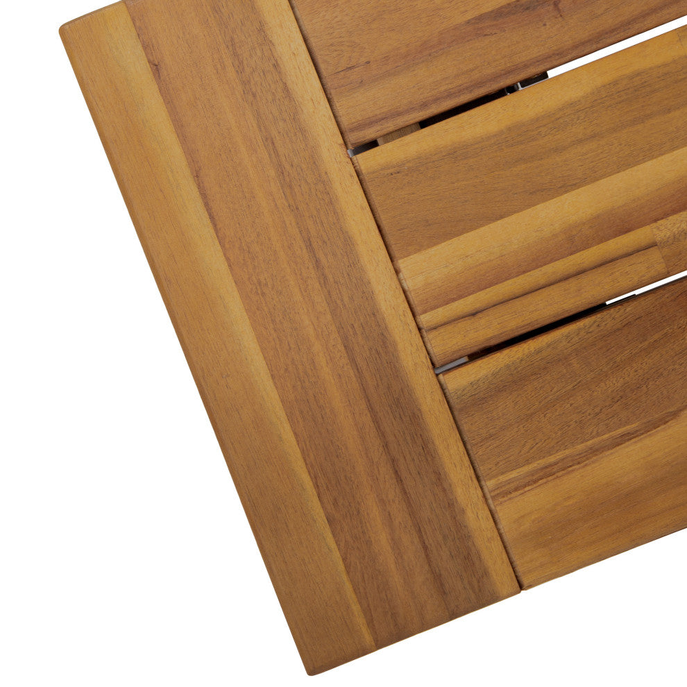 GDF Studio Colonial Outdoor Sandblack Finish Acacia Wood and Rustic Metal Bench