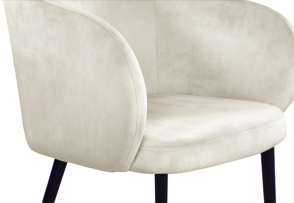 Louise Velvet Dining Chair, Cream
