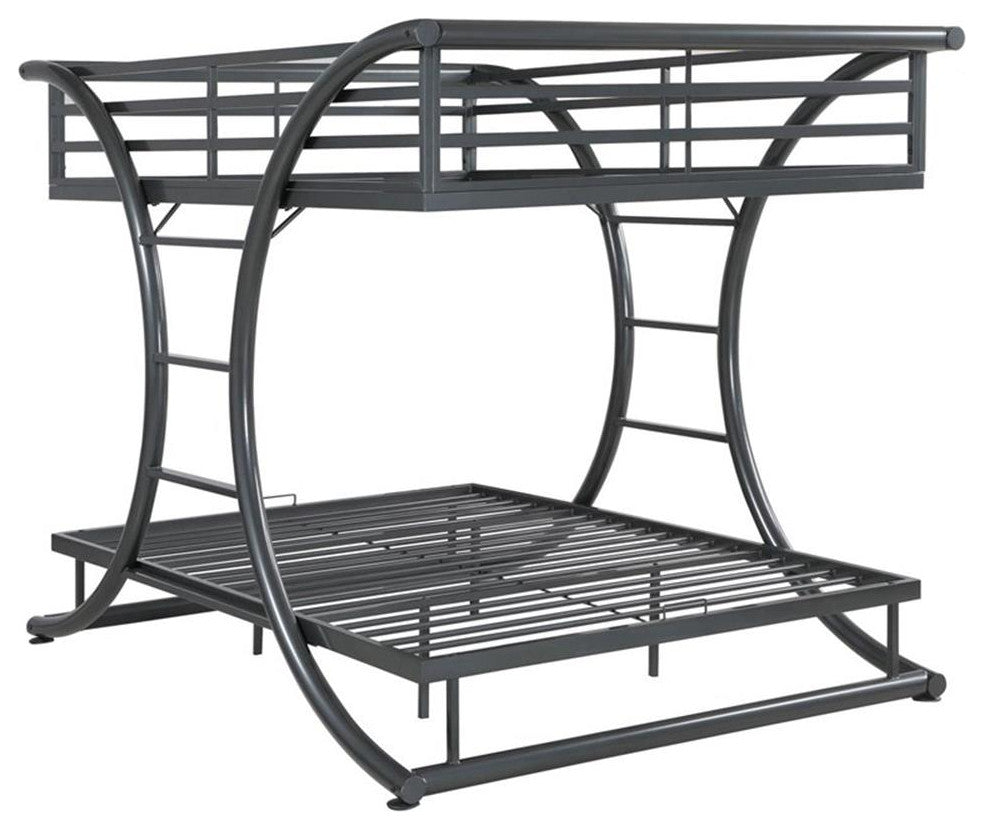 Coaster Stephan Modern Full Over Full Metal Bunk Bed in Gray Finish