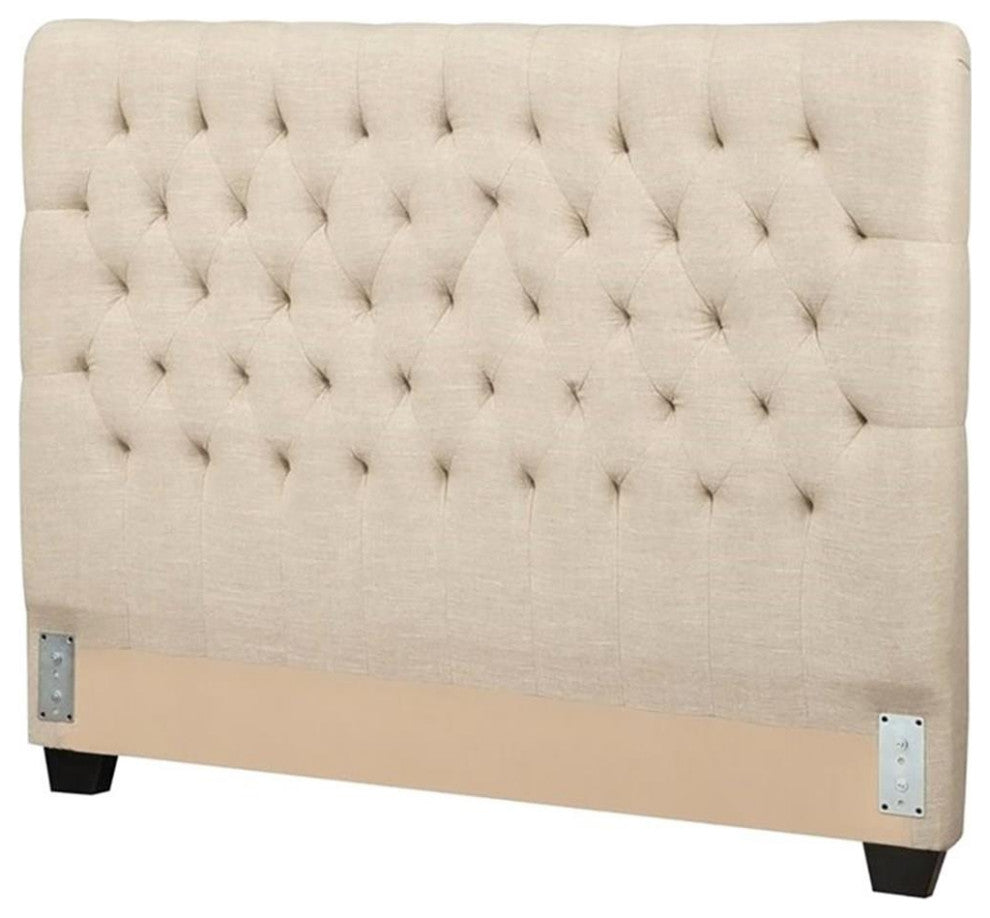 Coaster Chloe Fabric Upholstered Tufted Queen Headboard in Beige
