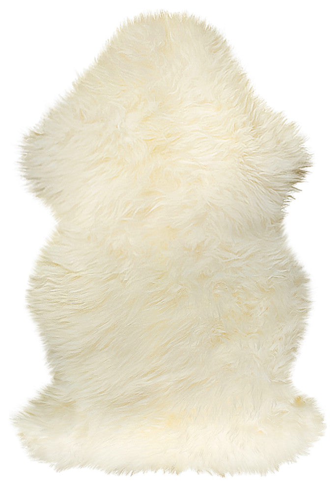 Natural 100% New Zealand Sheepskin Single, 2'x3', Natural