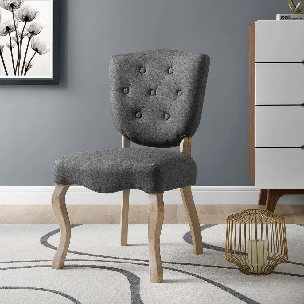Array Vintage French Upholstered Dining Side Chair, Gray