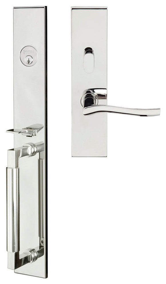 Waterfall Lever, Mortise Entry Handleset, Left Hand, Polished Stainless Steel