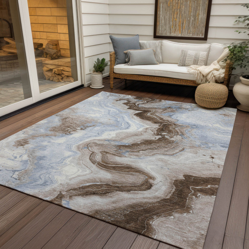 Machine Washable Indoor/Outdoor Chantille ACN1862 Taupe 3' x 5' Rug