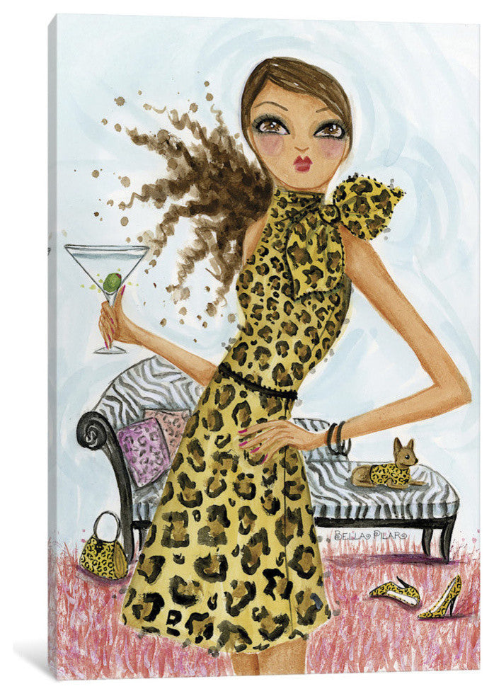 iCanvas Leopard Cocktail Gallery Wrapped Canvas Art Print by Bella Pilar
