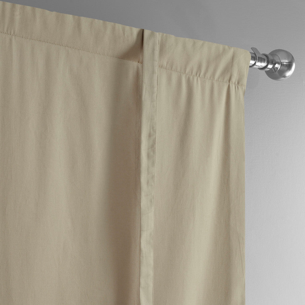 Solid Cotton Tie-Up Window Shade Single Panel, 46W x 63L, Sandstone, 46w X 63l