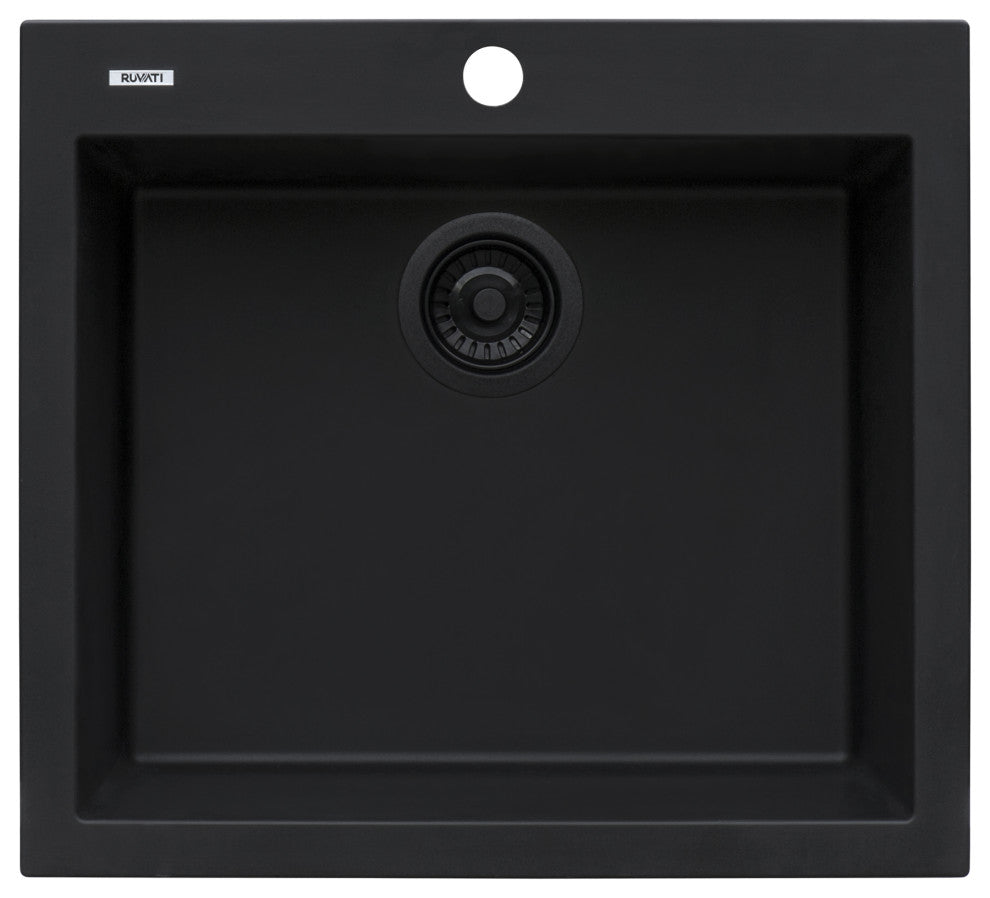 23-inch inch Dual-Mount Granite Composite Sink - Midnight Black - RVG1023BK