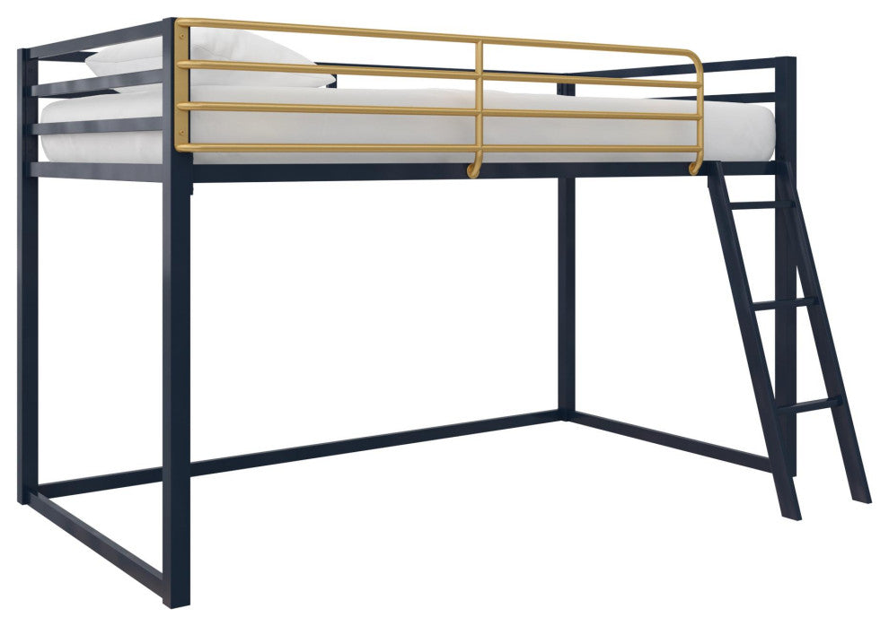 Little Seeds Monarch Hill Haven Twin Metal Junior Loft Bed in Navy