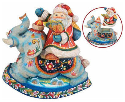 Hand Painted Santa On Elephant Surprise Box