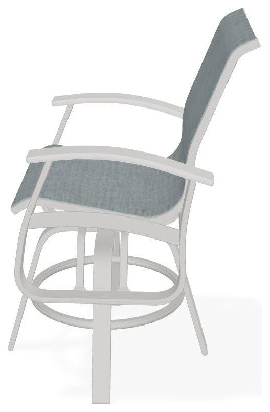 Belle Isle Sling Balcony Height Outdoor Swivel Chair, Charm/Snow