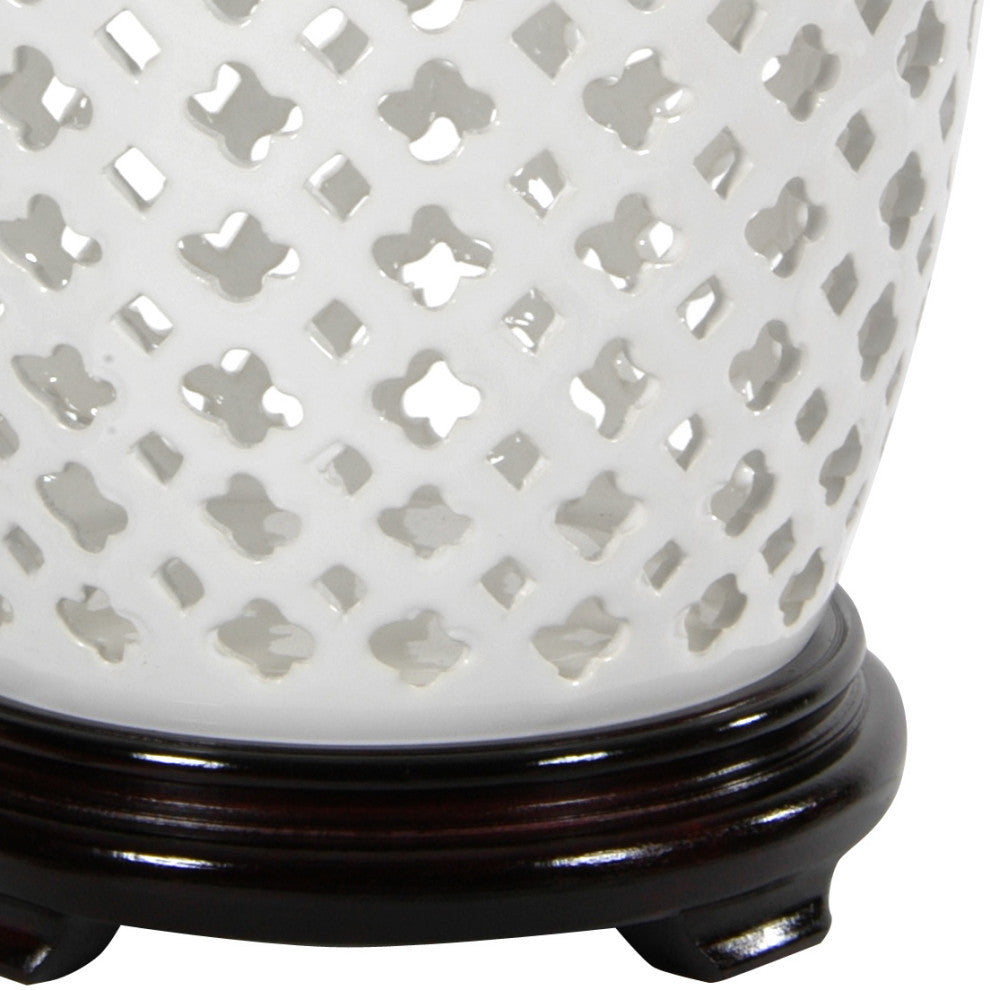 12" Carved Lattice Decorative Vase Jar