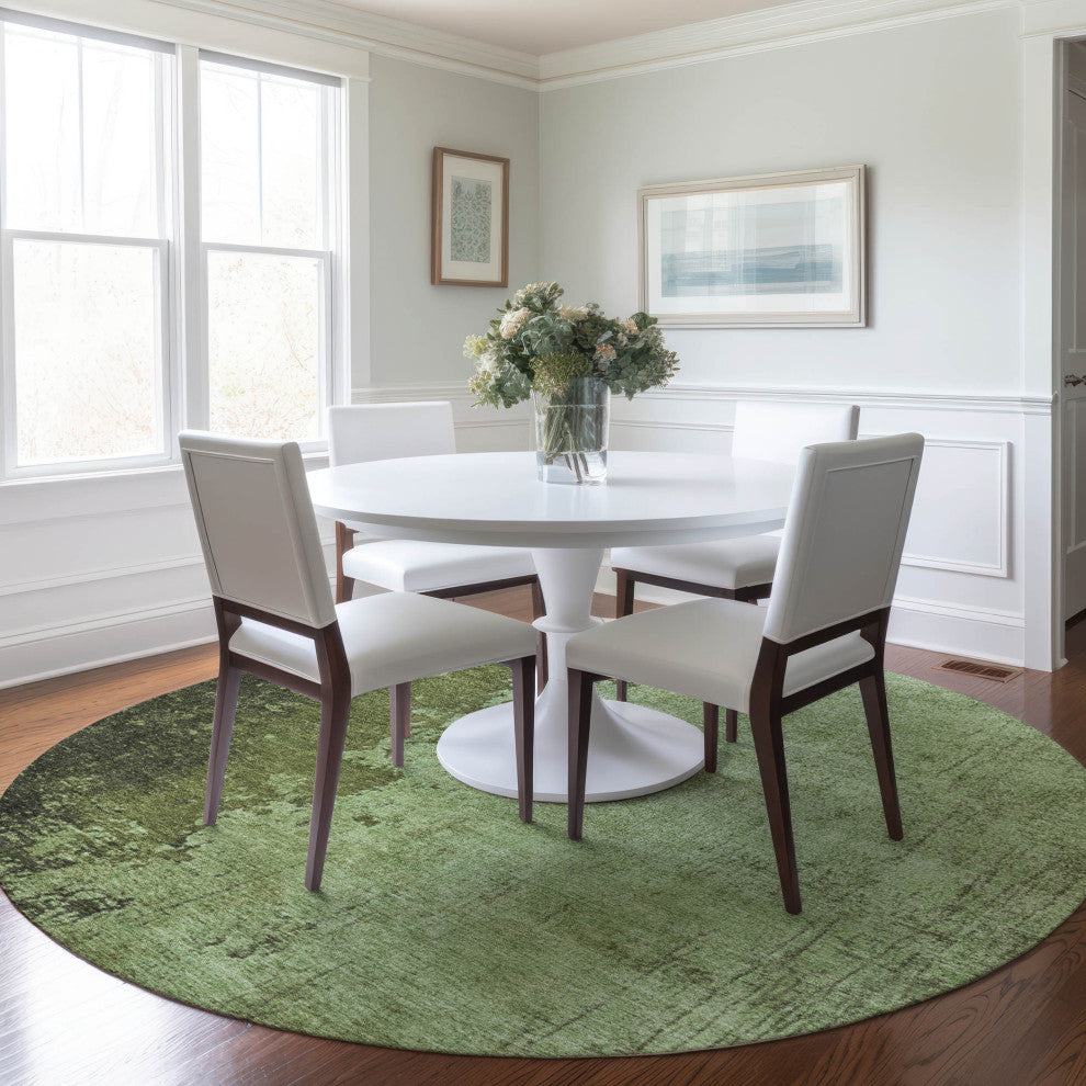 Machine Washable Indoor/Outdoor Chantille ACN1912 Aloe 8' x 8' Round Rug