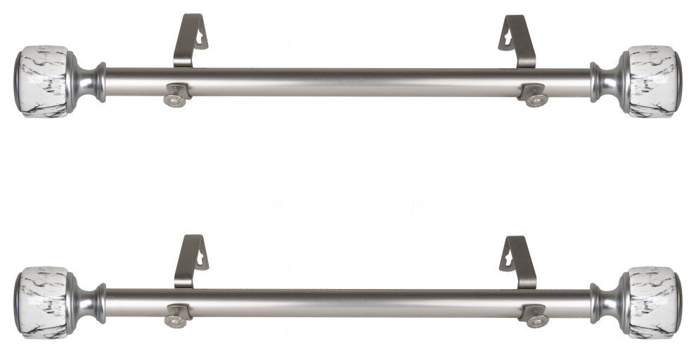 Kaylee 1"D Side Curtain Rod 12-20", Set of 2, Satin Nickel