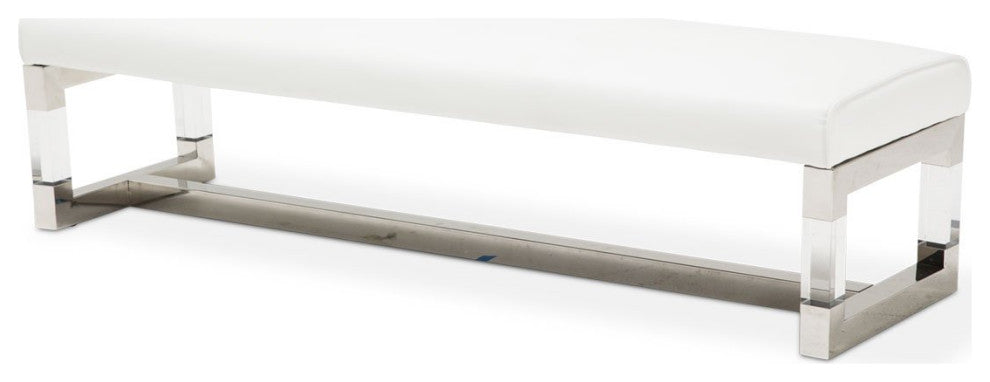 Aico Amini State St Non Storage Bed Bench in Stainless Steel