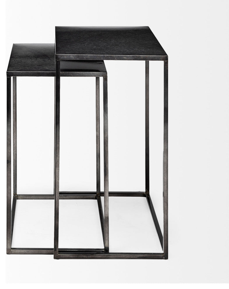 Kasey Black Galvanized Metal Rectangular Nesting Accent Tables