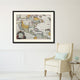 North America Vintage Map Print On Canvas With Picture Frame 16" X 21"