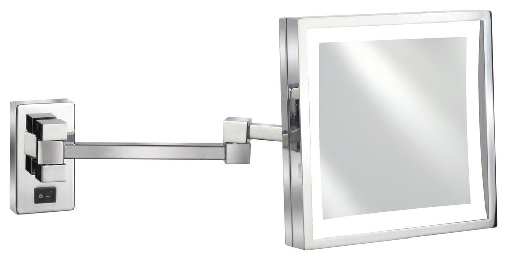 Empire 5X Magnification Wall-Mount 8" x 8" Lighted Makeup Mirror