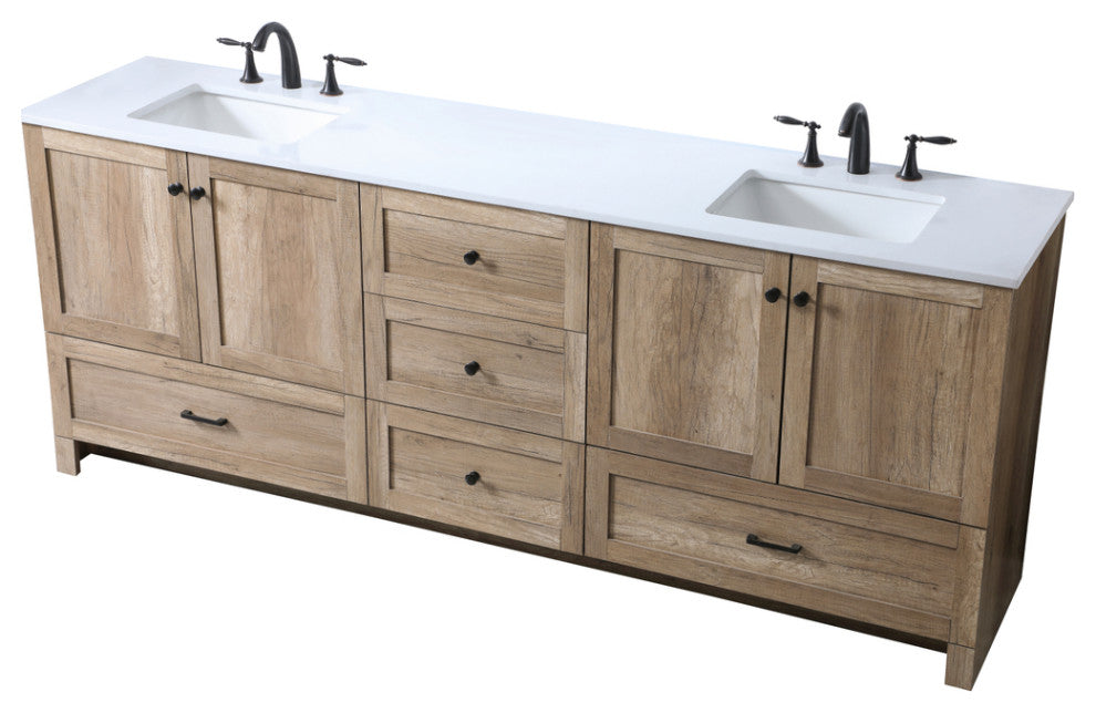 60" Double Bathroom Vanity, Natural Oak, 84