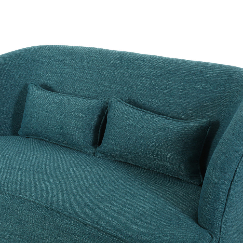 Jordan Modern Fabric Loveseat With Hairpin Legs, Teal