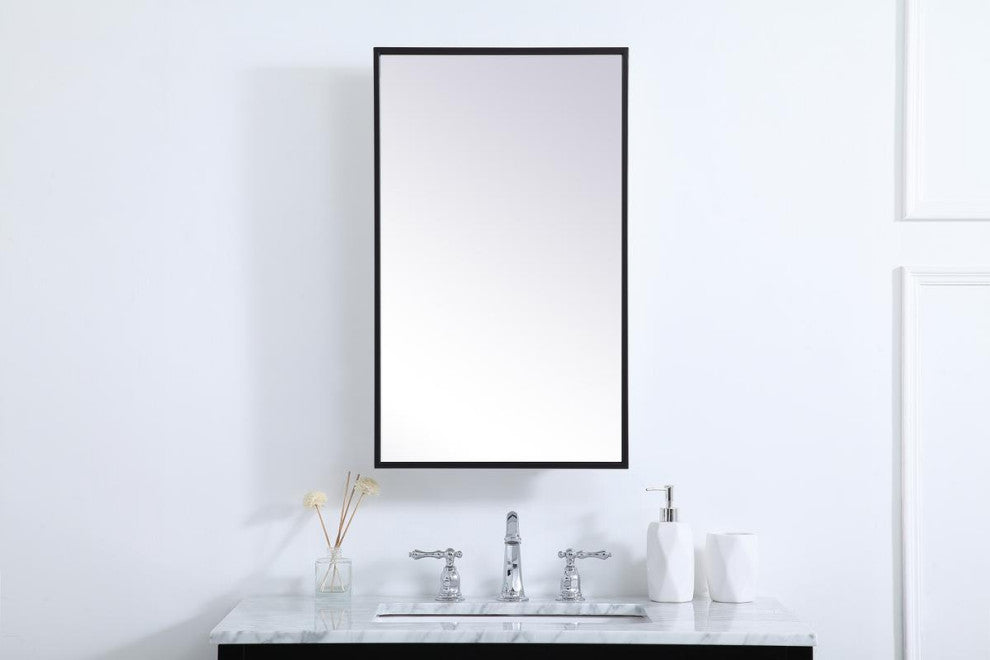 Metal Mirror Medicine Cabinet 17"x28", Black Finish