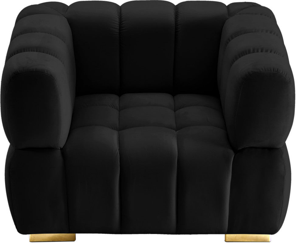 Gwen Velvet Upholstered Chair, Black, Chair