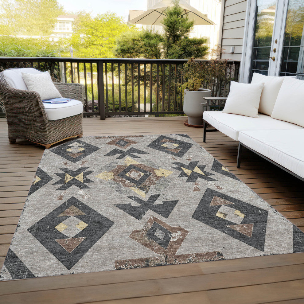Machine Washable Indoor/Outdoor Chantille ACN1882 Taupe 9' x 12' Rug