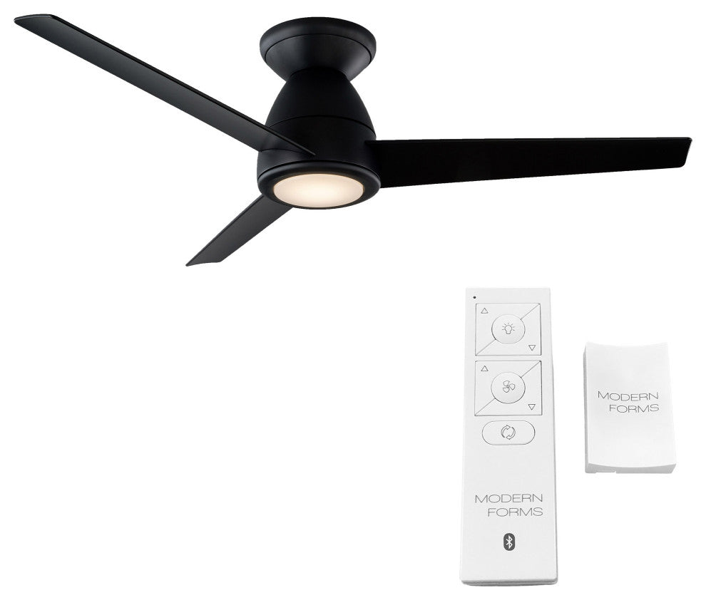 Tip Top 3-Blade Smart Flush Mount Ceiling Fan 44" Matte Black, 3000K LED Kit