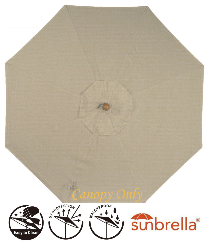 9' Round Universal Sunbrella Replacement Canopy, Antique Beige