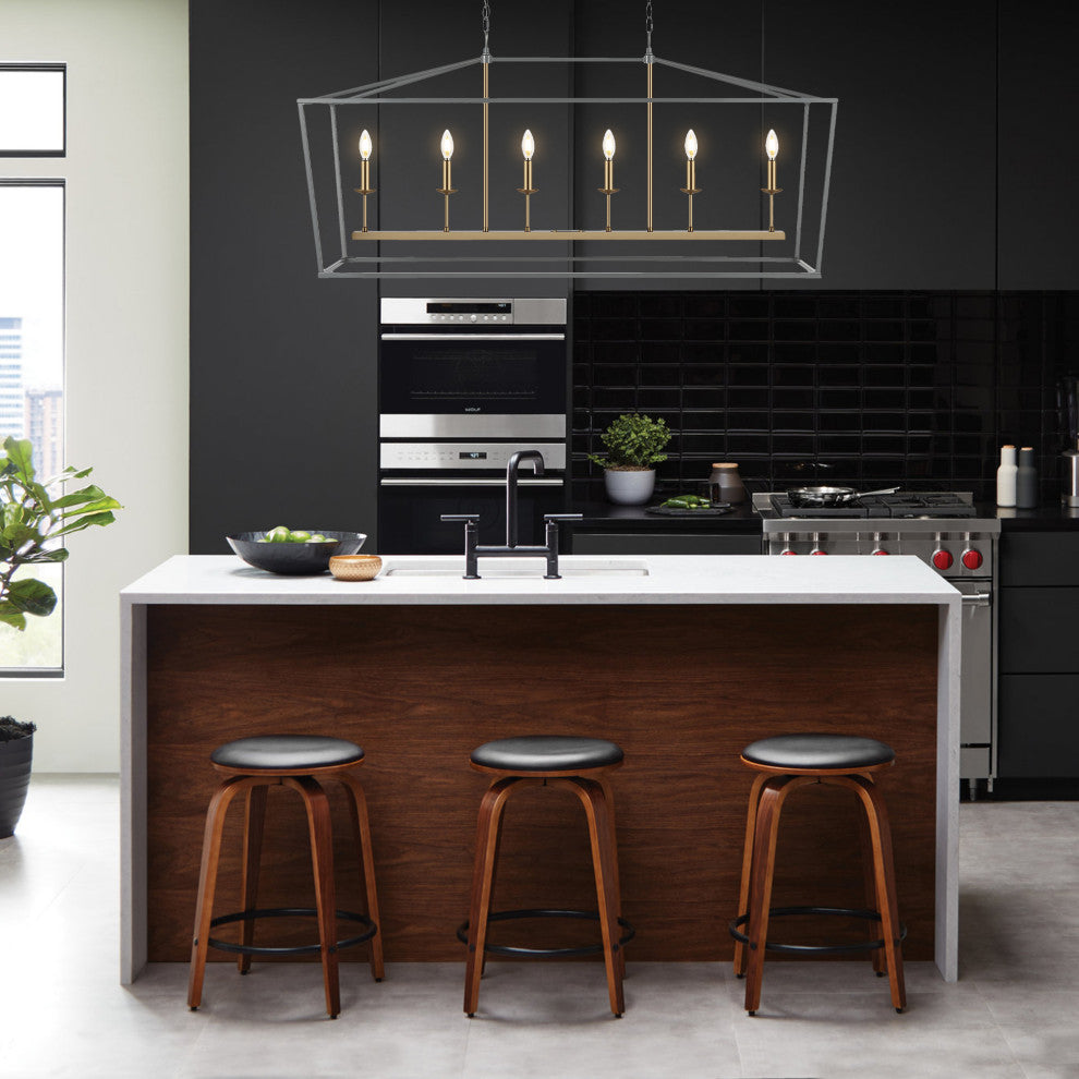 Pagoda Lantern Metal LED Pendant, Gray, Width: 49"