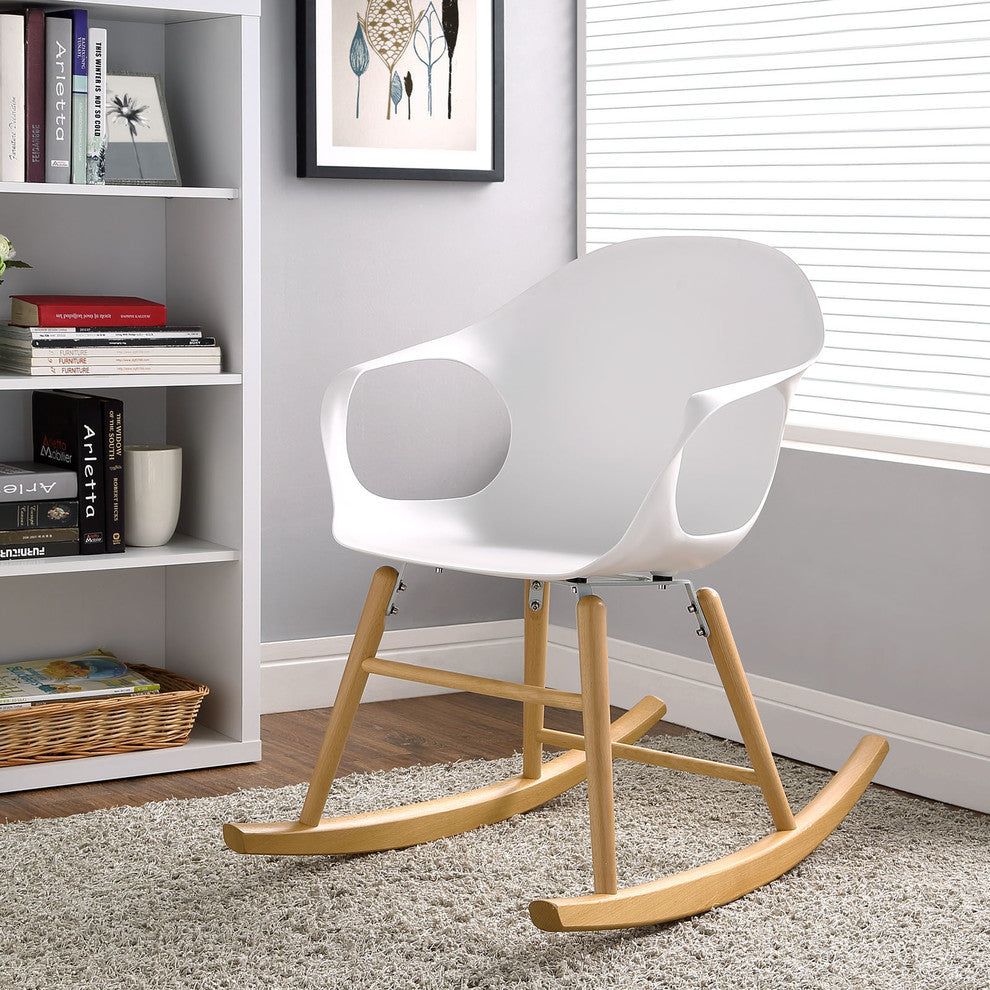 Modern Contemporary Rocking Chair, White Plastic