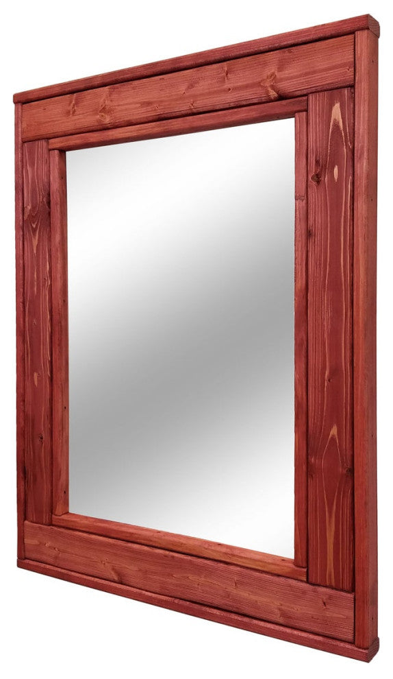 Herringbone Stained Vanity Mirror, Sedona Red, 24"x30", Vertical