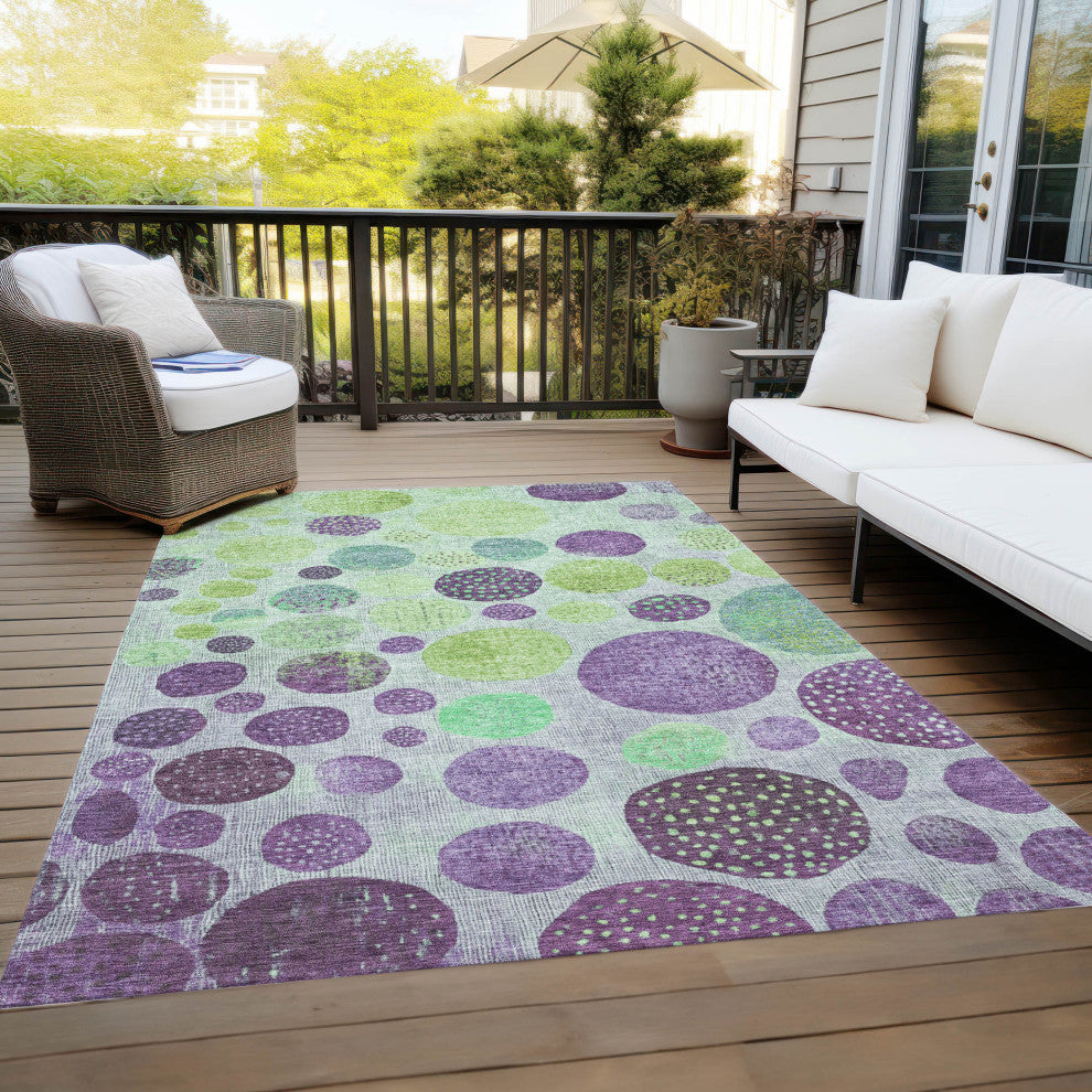 Machine Washable Indoor/Outdoor Chantille ACN1899 Purple 8' x 10' Rug
