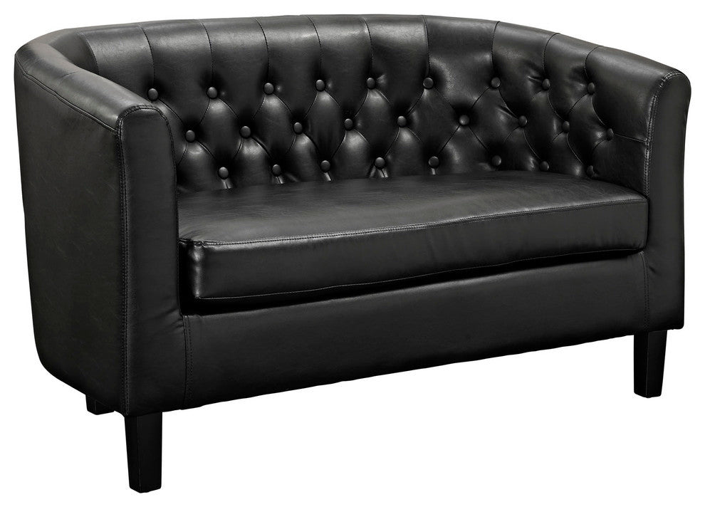 Modern Contemporary Living Room 2 Seater Loveseat Black