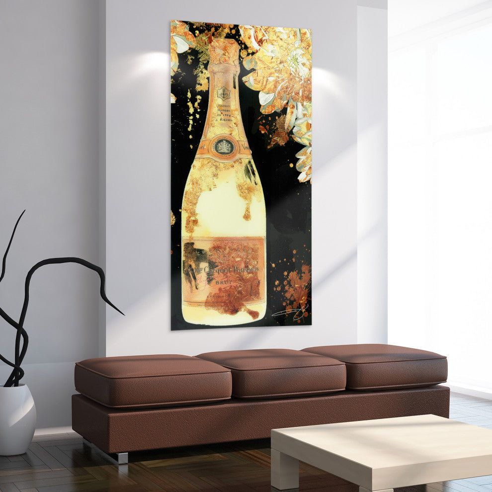 "Let's Celebrate" Huge Champagn Bottle Wall Art Tempered Art Glass 72"x 36"