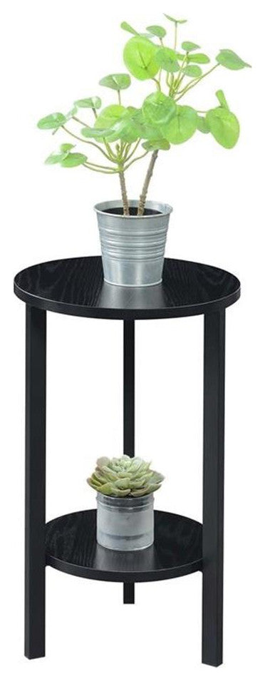 Convenience Concepts Graystone 24-Inch Plant Stand in Black Wood and Metal Frame