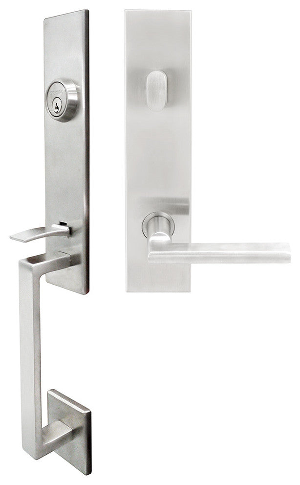 Sunrise Lever, Tubular Entry Handleset, Left Hand Reverse, Satin Stainless Steel