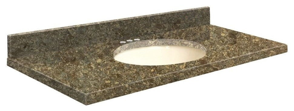 Quartz 49"x22" Vanity Top, Biscuit Bowl, Rapture, 4" Centerset