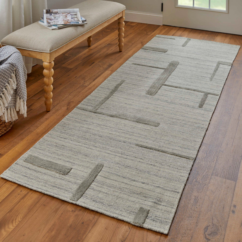 Longridge T8002 Modern/Casual/Scandinavian Area Rug, Ivory/Tan, 2'9"x8'