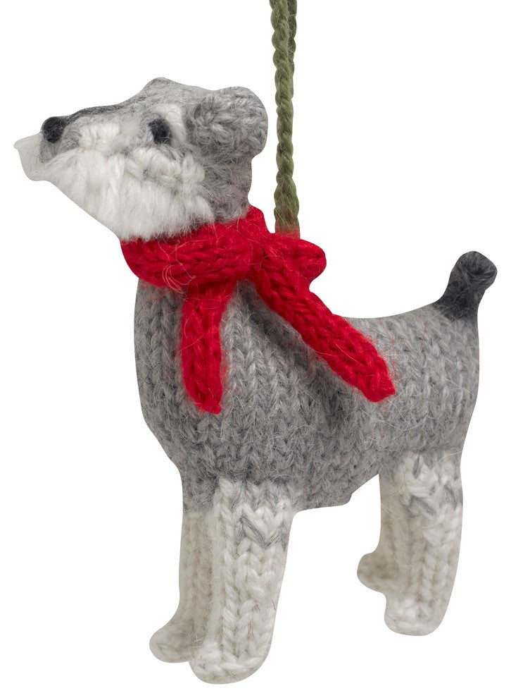 Hand-Knit Schnauzer Christmas Ornament