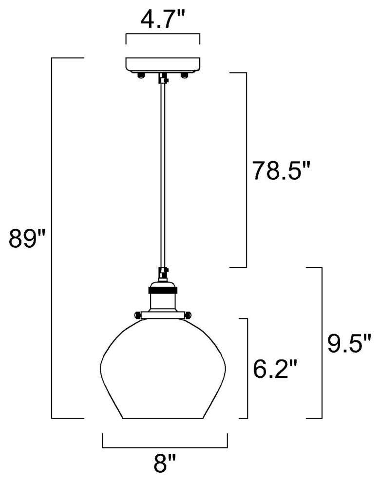 1-Light Black and Antique Brass Mini Pendant Light With Clear Glass Shade