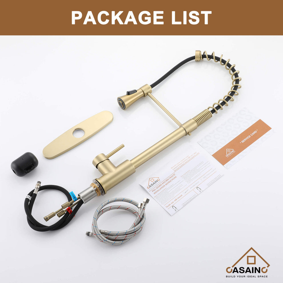 Kitchen Faucet Spring Pull Down Sprayer Dual-Function Spray Head Brushed Gold
