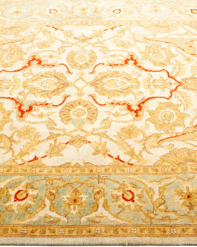 Ottoman, One-of-a-Kind Hand-Knotted Area Rug Ivory, 4' 2" x 6' 3"