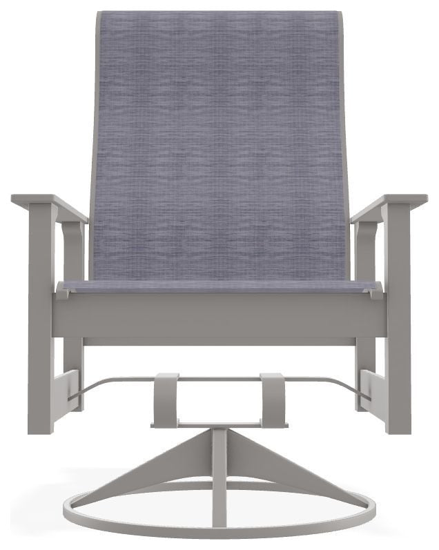 Leeward Sling Outdoor Swivel Rocker, Brooks/Warm Gray